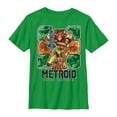 thumbnail image 1 of Boy's Nintendo Metroid Samus Returns Grid  Graphic Tee Kelly Green X Large, 1 of 3