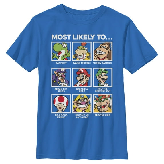 Boy's Nintendo Most Likely To… Graphic Tee Royal Blue Medium