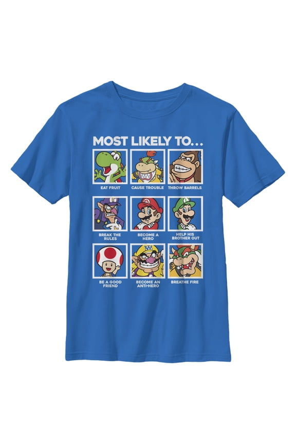 Boy's Nintendo Most Likely To… Graphic Tee Royal Blue Small