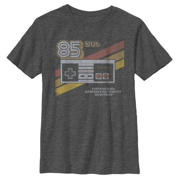Boy's Nintendo NES 85 Controller Graphic Tee Charcoal Heather Medium