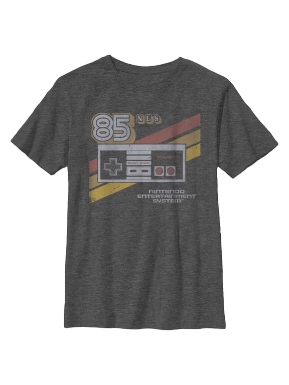 Boy's Nintendo NES 85 Controller Graphic Tee Charcoal Heather Medium