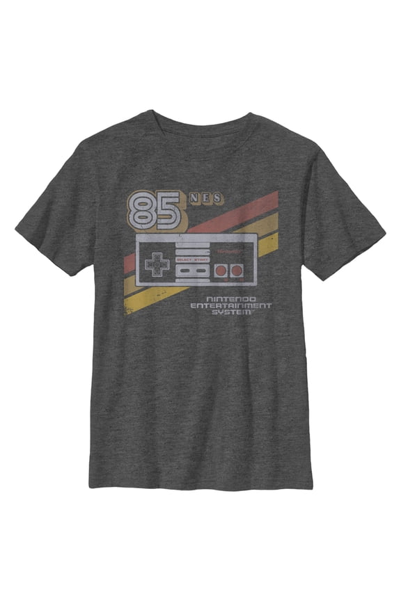 Boy's Nintendo NES 85 Controller Graphic Tee Charcoal Heather X Large