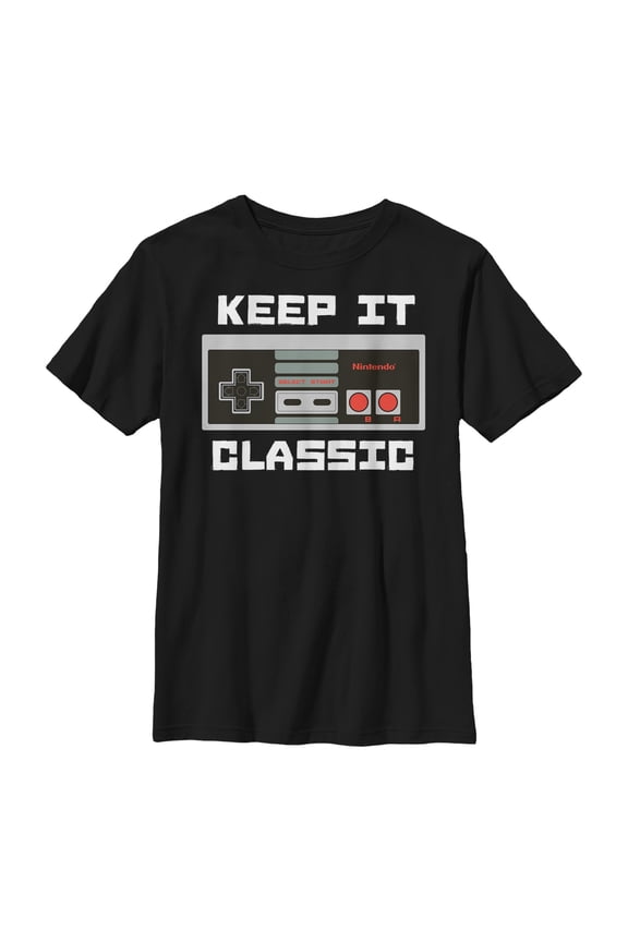 Boy's Nintendo NES Classic Controller Graphic Tee Black Small