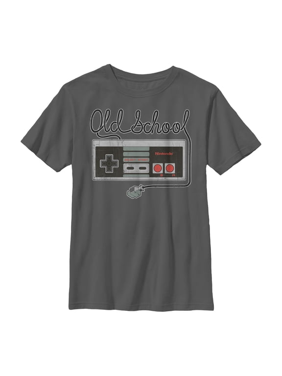 Boy's Nintendo Old School NES Controller Graphic Tee Charcoal Large