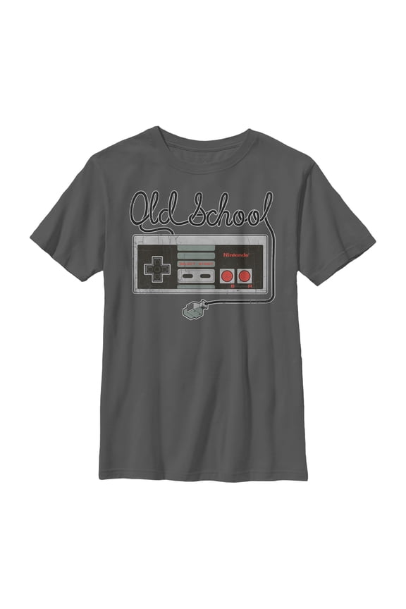 Boy's Nintendo Old School NES Controller Graphic Tee Charcoal Medium