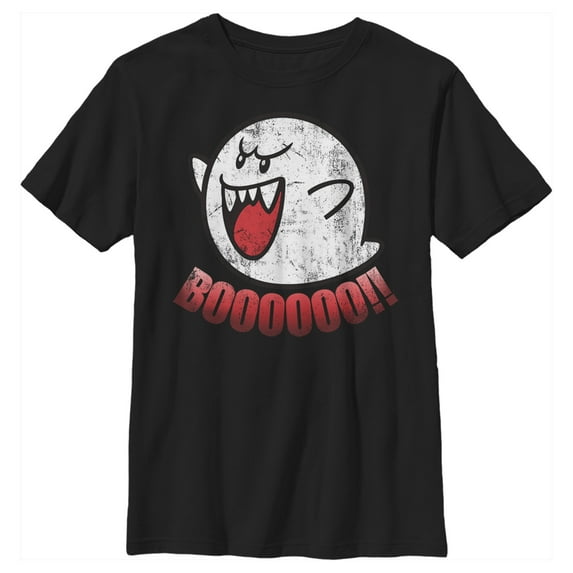 Boy's Nintendo Retro Boo Ghost Graphic Tee Black Small
