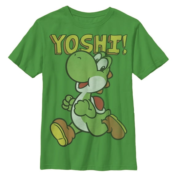Boy's Nintendo Running Yoshi  Graphic Tee Kelly Green Large