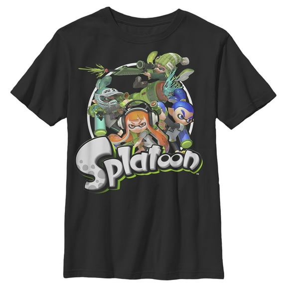 Boy's Nintendo Splatoon Character Collage  Graphic Tee Black X Small