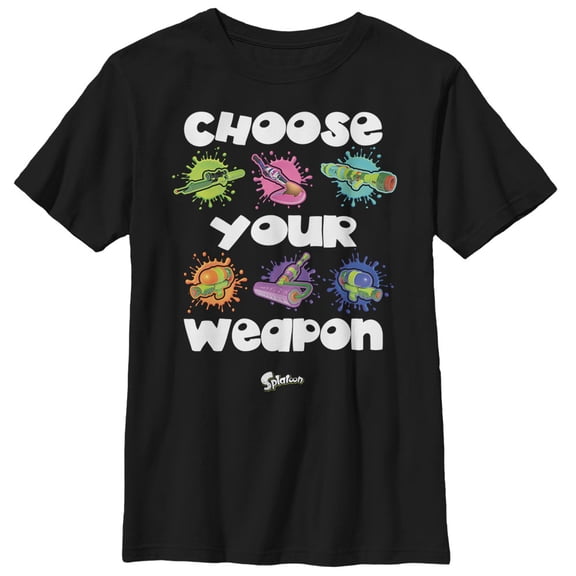 Boy's Nintendo Splatoon Choose Your Weapon Graphic Tee Black Medium