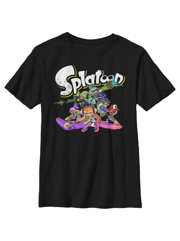 Boy's Nintendo Splatoon Inkling Heroes Graphic Tee Black Medium