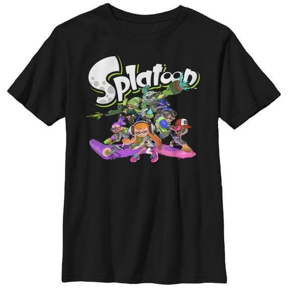 Boy's Nintendo Splatoon Inkling Heroes Graphic Tee Black Small