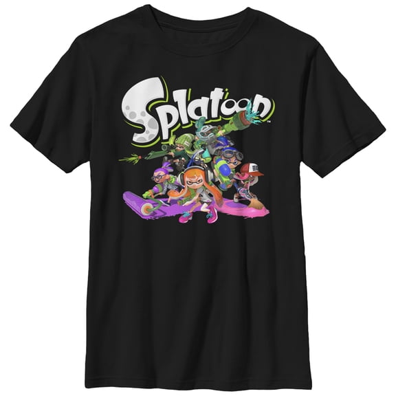 Boy's Nintendo Splatoon Inkling Heroes  Graphic Tee Black Small