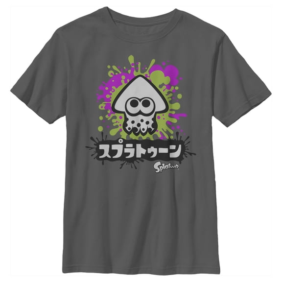 Boy's Nintendo Splatoon Inkling Squid  Graphic Tee Charcoal Large