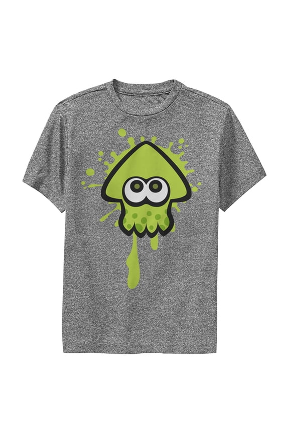 Boy's Nintendo Splatoon Inkling Squid  Performance Graphic Tee Charcoal Heather X Large