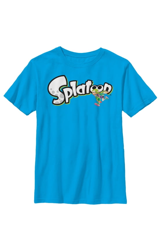 Boy's Nintendo Splatoon Logo Graphic Tee Turquoise Large