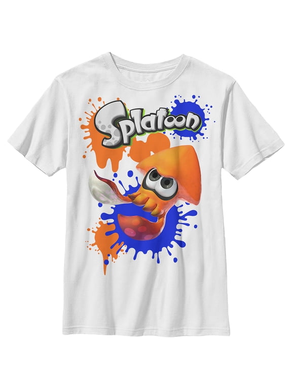 Boy's Nintendo Splatoon Orange Inkling Fight Graphic Tee White Medium