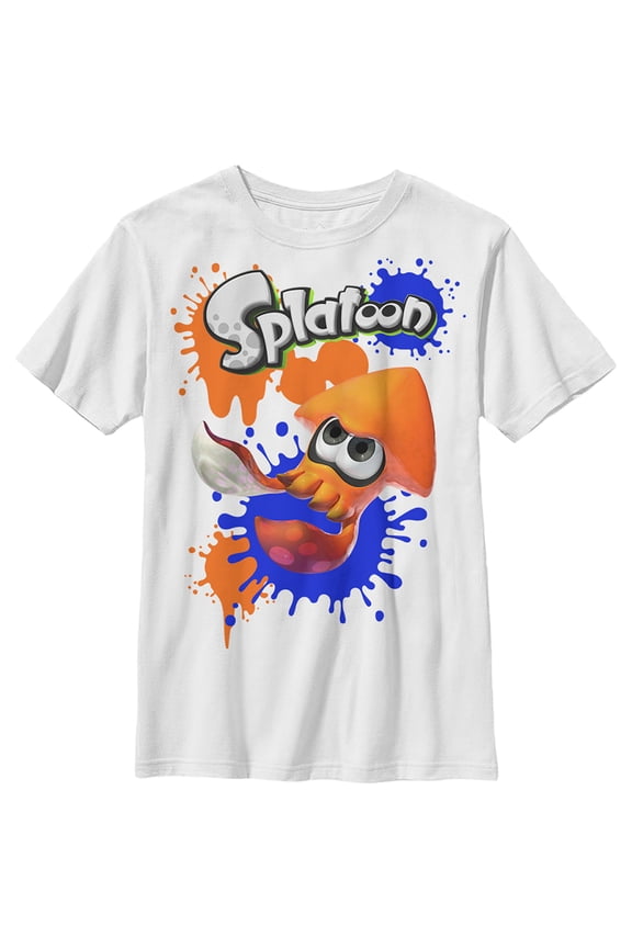 Boy's Nintendo Splatoon Orange Inkling Fight Graphic Tee White Small