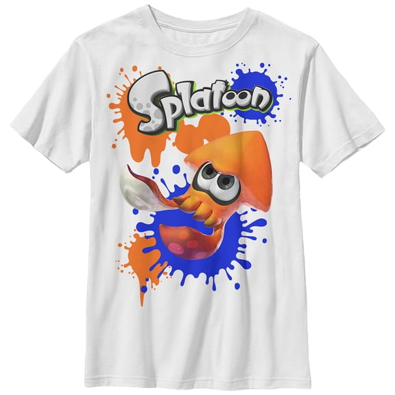 Boy's Nintendo Splatoon Orange Inkling Fight Graphic Tee White X Large