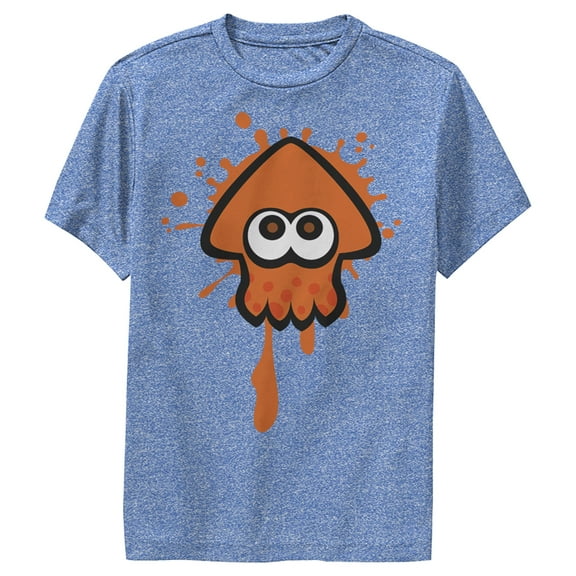 Boy's Nintendo Splatoon Orange Inkling Squid  Performance Graphic Tee Royal Blue Heather Large