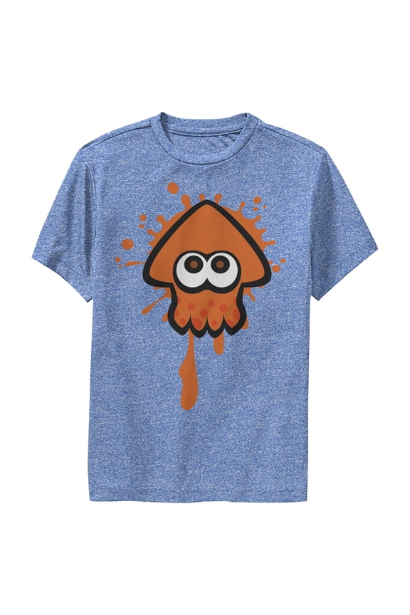 Boy's Nintendo Splatoon Orange Inkling Squid  Performance Graphic Tee Royal Blue Heather Large
