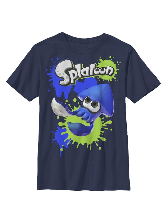 Boy's Nintendo Splatoon Spleediddle Splat Graphic Tee Navy Blue Large