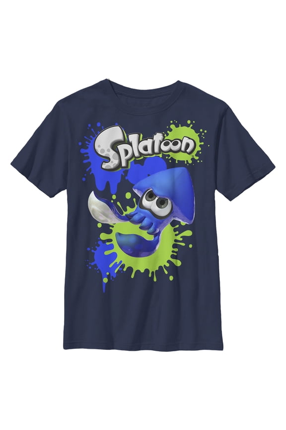 Boy's Nintendo Splatoon Spleediddle Splat Graphic Tee Navy Blue X Small