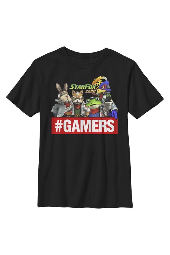 Boy's Nintendo Star Fox Zero #Gamers Graphic Tee Black X Large