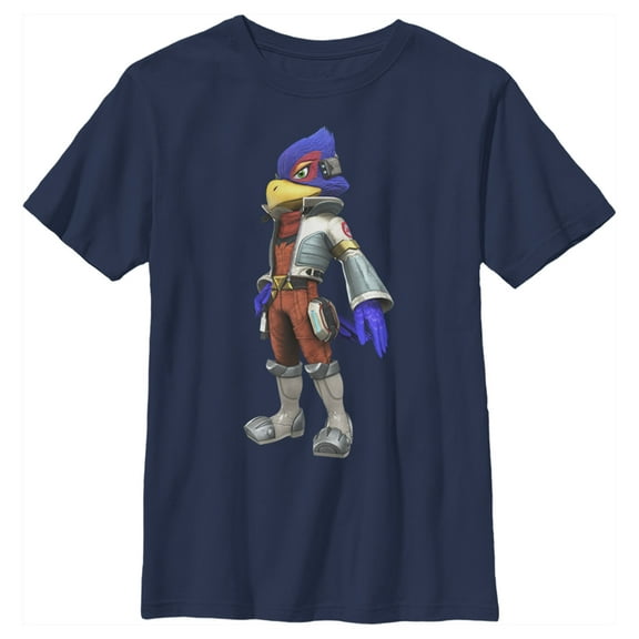 Boy's Nintendo Starfox Falco Pose  Graphic Tee Navy Blue X Small