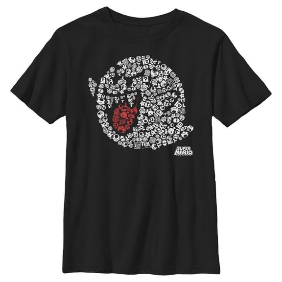 Boy's Nintendo Super Mario Boo Ghost Mosaic Graphic Tee Black Medium