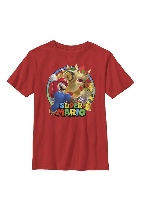 Boy's Nintendo Super Mario Bowser Circle  Graphic T-Shirt