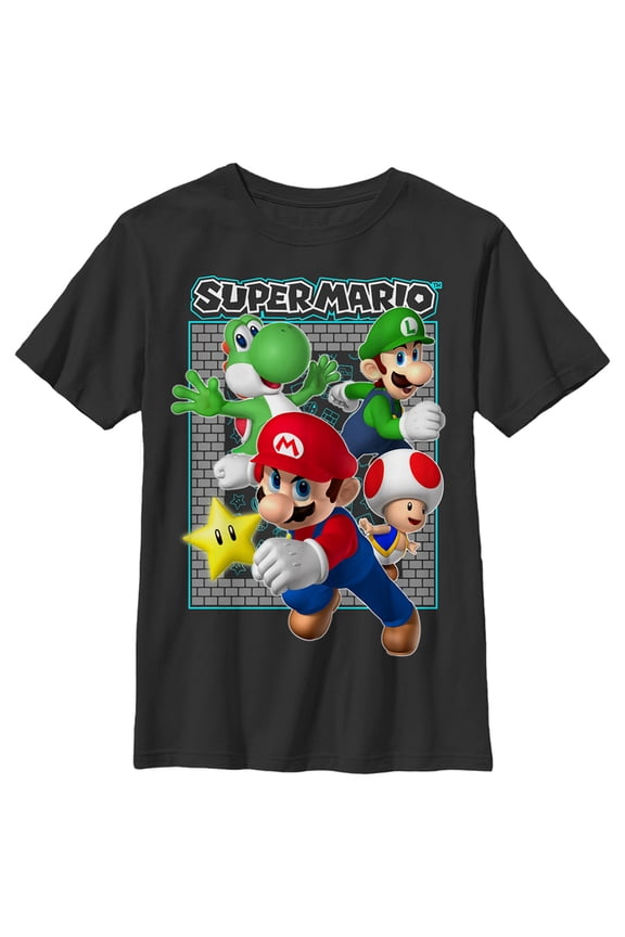 Boy's Nintendo Super Mario Brick  Graphic Tee Black Medium