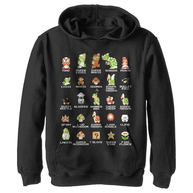 Boy's Nintendo Super Mario Bros Character Guide Pull Over Hoodie