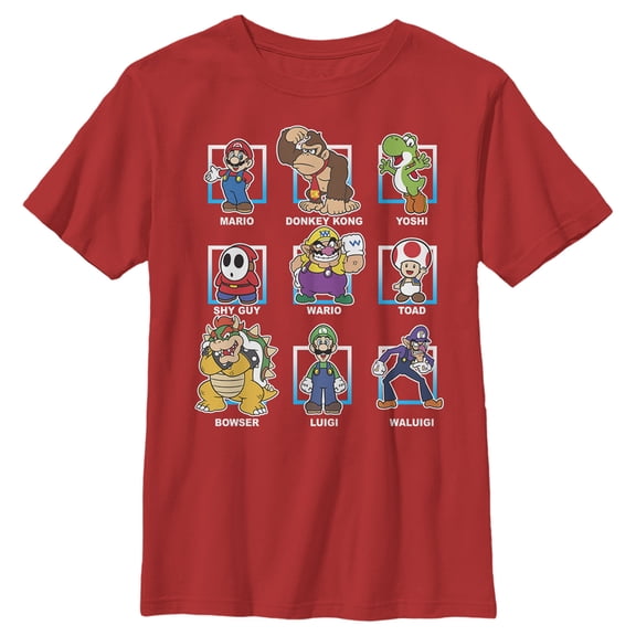 Boy's Nintendo Super Mario Bros. Character Lineup Graphic Tee Red X Small