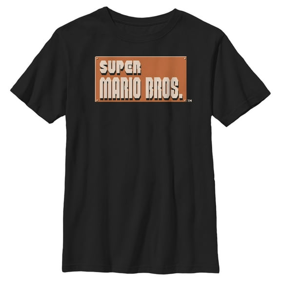 Boy's Nintendo Super Mario Bros. Start Logo  Graphic Tee Black Small