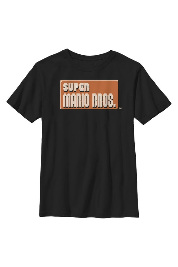 Boy's Nintendo Super Mario Bros. Start Logo Graphic Tee Black Small