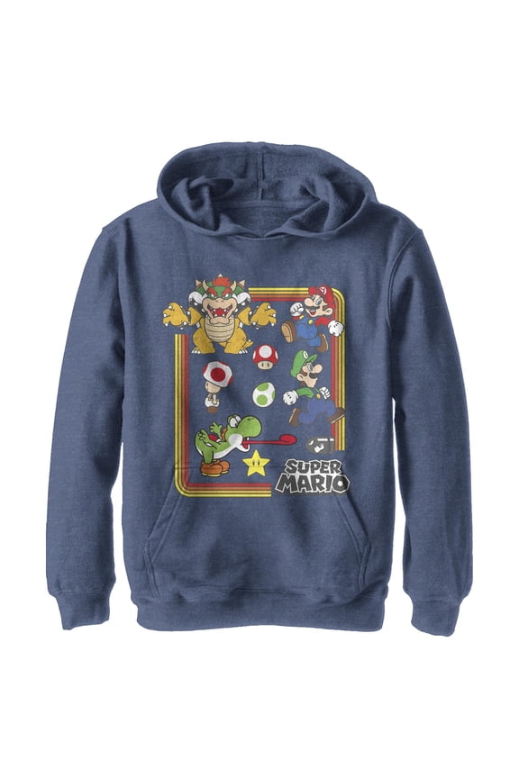 Boy's Nintendo Super Mario Character Retro Poster  Pull Over Hoodie