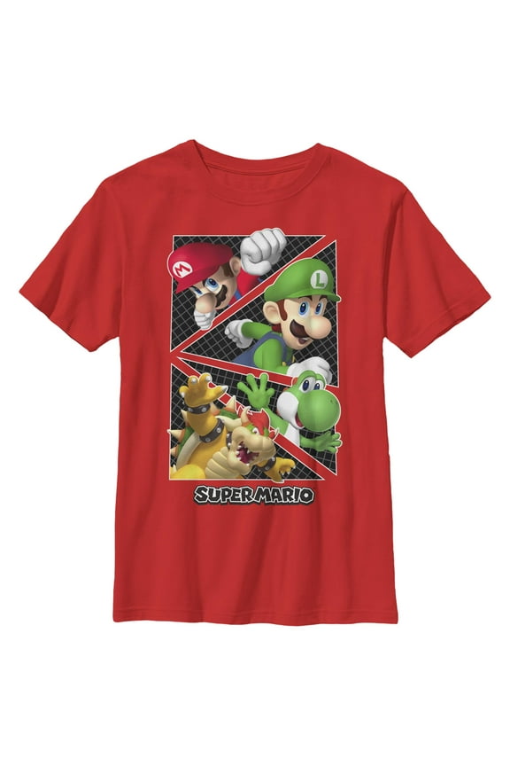 Boy's Nintendo Super Mario Character Triangles Graphic T-Shirt