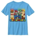 thumbnail image 1 of Boy's Nintendo Super Mario Characters in Stripes Graphic Tee Turquoise Large, 1 of 3