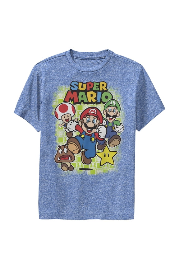 Boy's Nintendo Super Mario Classic Poster Performance Graphic T-Shirt
