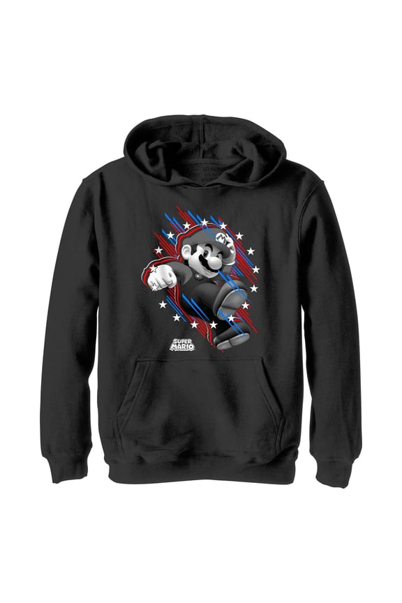 Boy's Nintendo Super Mario Fast Stripes Pull Over Hoodie