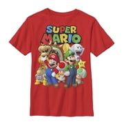 Boy's Nintendo Super Mario Group Graphic Tee Red Small