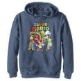 thumbnail image 1 of Boy's Nintendo Super Mario Group  Pull Over Hoodie Navy Blue Heather Small, 1 of 3