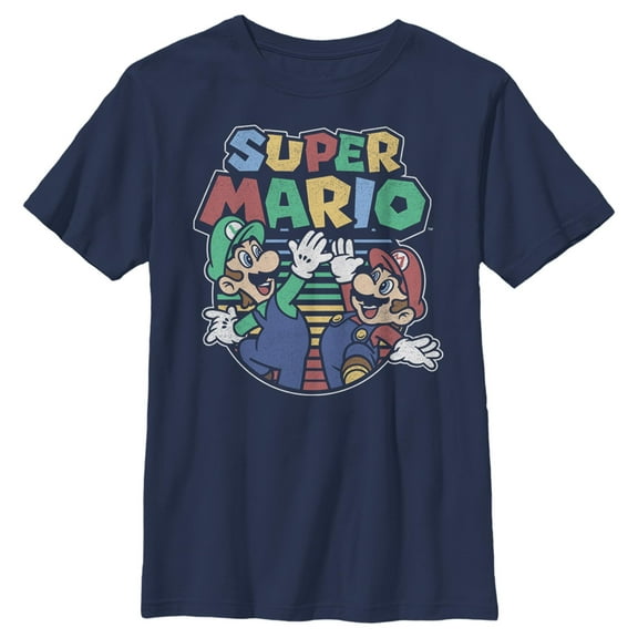 Boy's Nintendo Super Mario High Five Distressed  Graphic T-Shirt