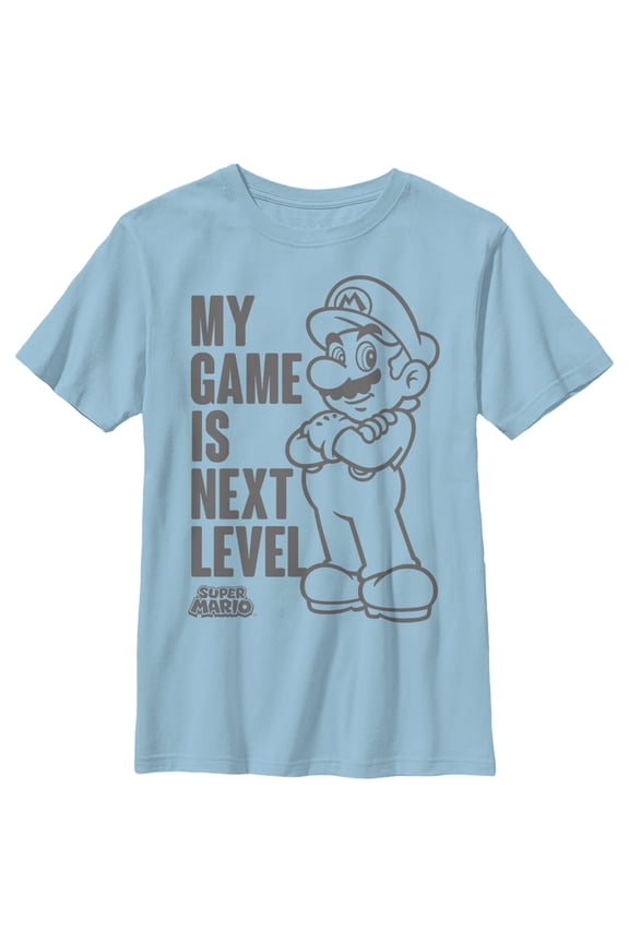 Boy's Nintendo Super Mario My Game is Next Level Graphic Tee Light Blue Small