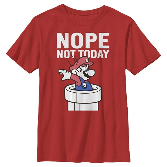 Boy's Nintendo Super Mario Nope Not Today Graphic Tee Red Large