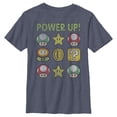 thumbnail image 1 of Boy's Nintendo Super Mario Power Up Bingo Graphic Tee Navy Blue Heather Medium, 1 of 3