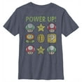 thumbnail image 1 of Boy's Nintendo Super Mario Power Up Bingo Graphic Tee Navy Blue Heather Small, 1 of 3