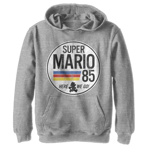 Boy's Nintendo Super Mario Retro Rainbow Ring Pull Over Hoodie Athletic Heather Medium