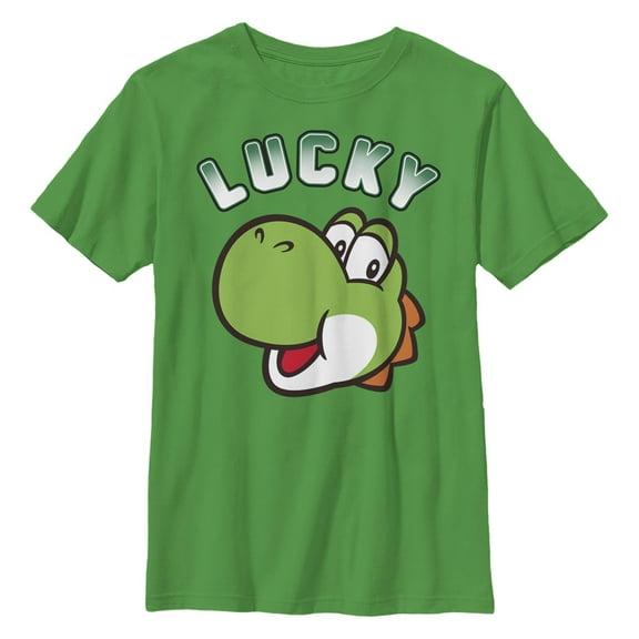 Boy's Nintendo Super Mario St. Patrick's Day Lucky Yoshi Retro  Graphic Tee Kelly Green Medium