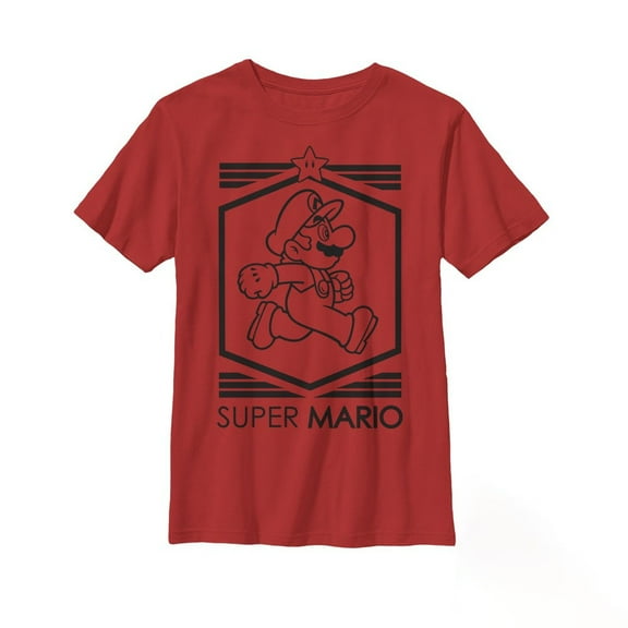 Boy's Nintendo Super Mario Star Outline  Graphic Tee Red X Small